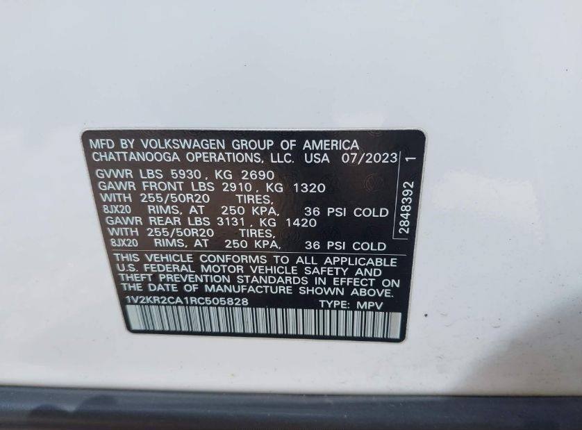Volkswagen Atlas 2.0T Se W/Technology 2024 White 2.0L vin: 1V2KR2CA1RC505828 - 1V2KR2CA1RC505828