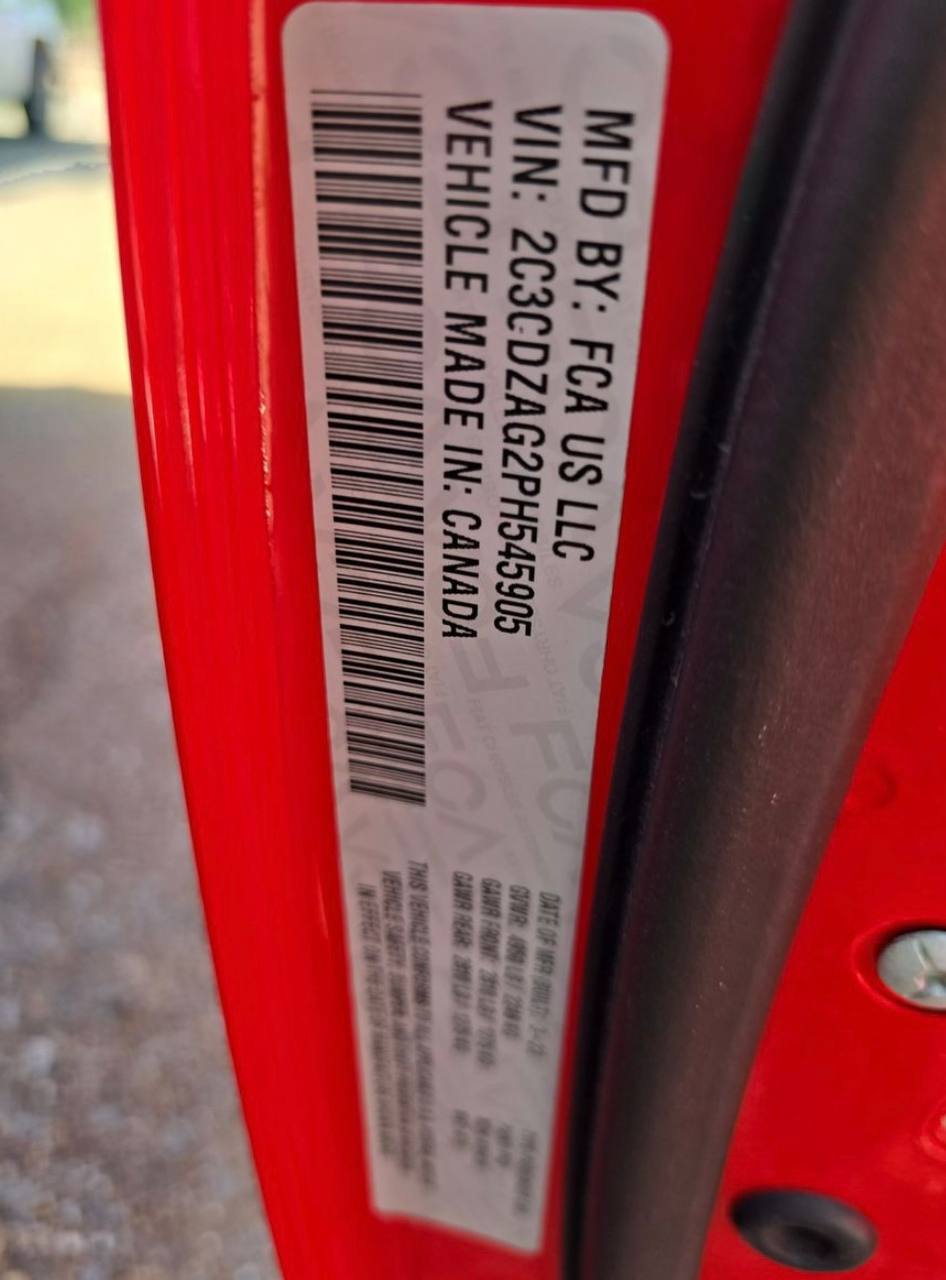 Dodge Challenger Sxt 2023 Red 3.6L vin: 2C3CDZAG2PH545905 - 2C3CDZAG2PH545905