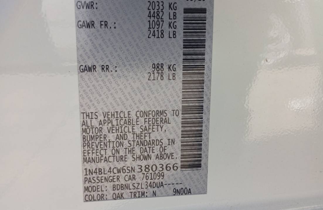 Nissan Altima Sr Awd 2025 White 2.5L 4 vin: 1N4BL4CW6SN380366 - 1N4BL4CW6SN380366