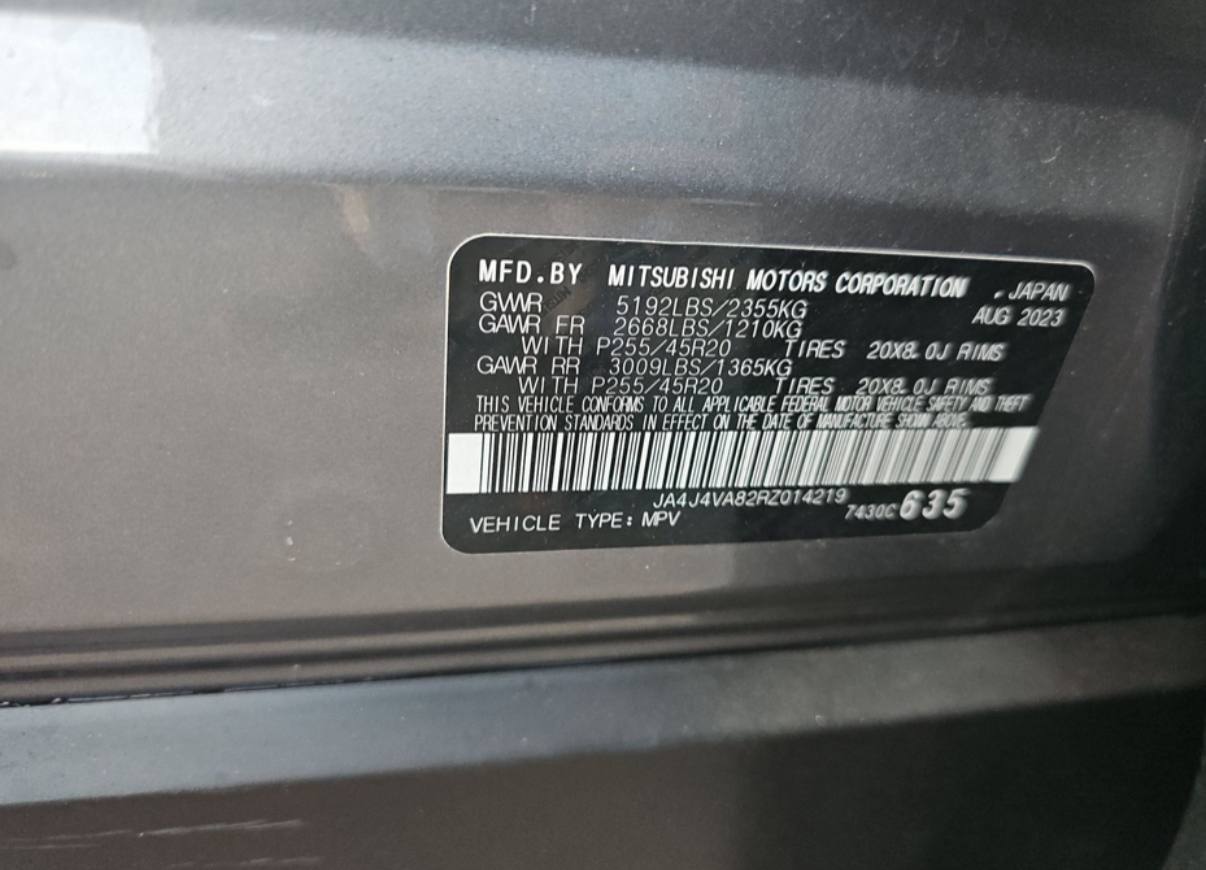 Mitsubishi Outlander Se 2.5 S-Awc 2024 Gray 2.5L vin: JA4J4VA82RZ014219 - JA4J4VA82RZ014219